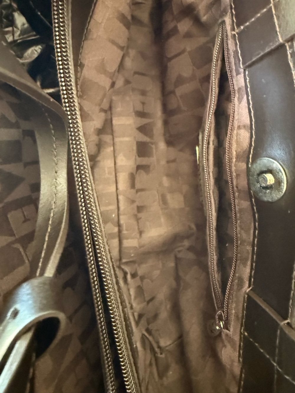 Furla Brown Genuine Leather Satchel Top Handle Bag Italy Silver Tone - Picture 12 of 15